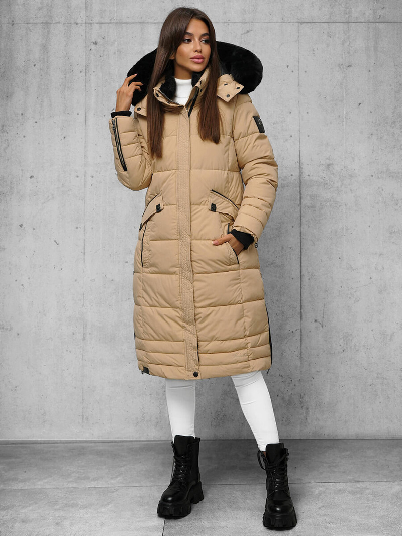 Női téli kabát bézs OZONEE O/W377