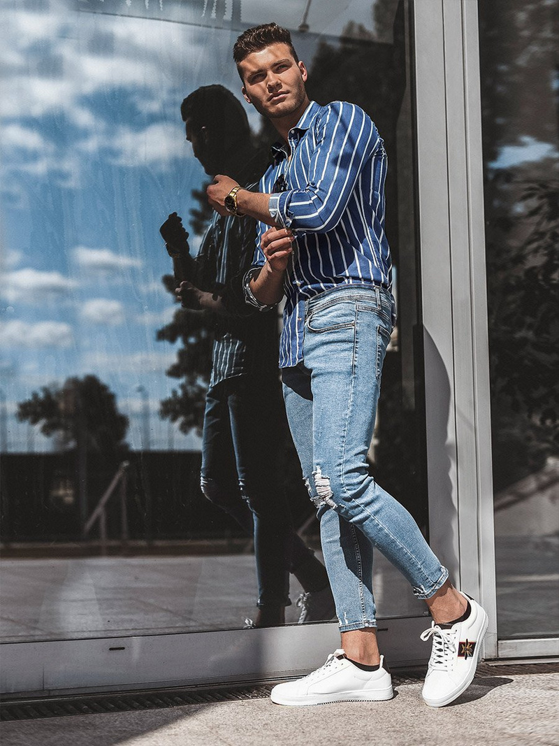 Férfi Ing Kék OZONEE R/1494