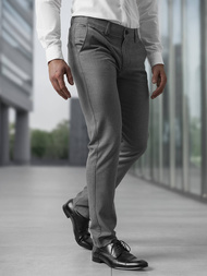 Férfi chino nadrág sötét-szürke OZONEE V/6545