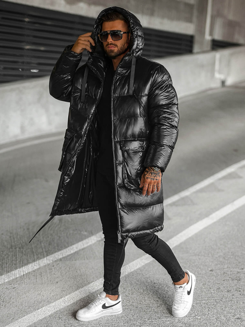 Férfi téli kabát fekete OZONEE O/M3205Z