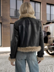 Női bőrdzseki fekete OZONEE JS/61M8517/392