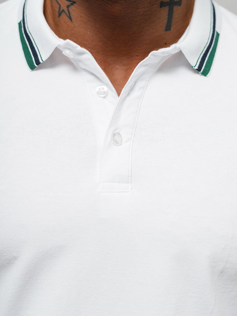 Férfi galléros póló fehér OZONEE O/DA736