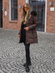 Női téli kabát csokoládé OZONEE JS/16M9059/158