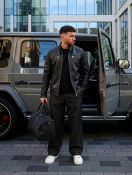 Férfi bőrdzseki fekete OZONEE JS/11Z8137