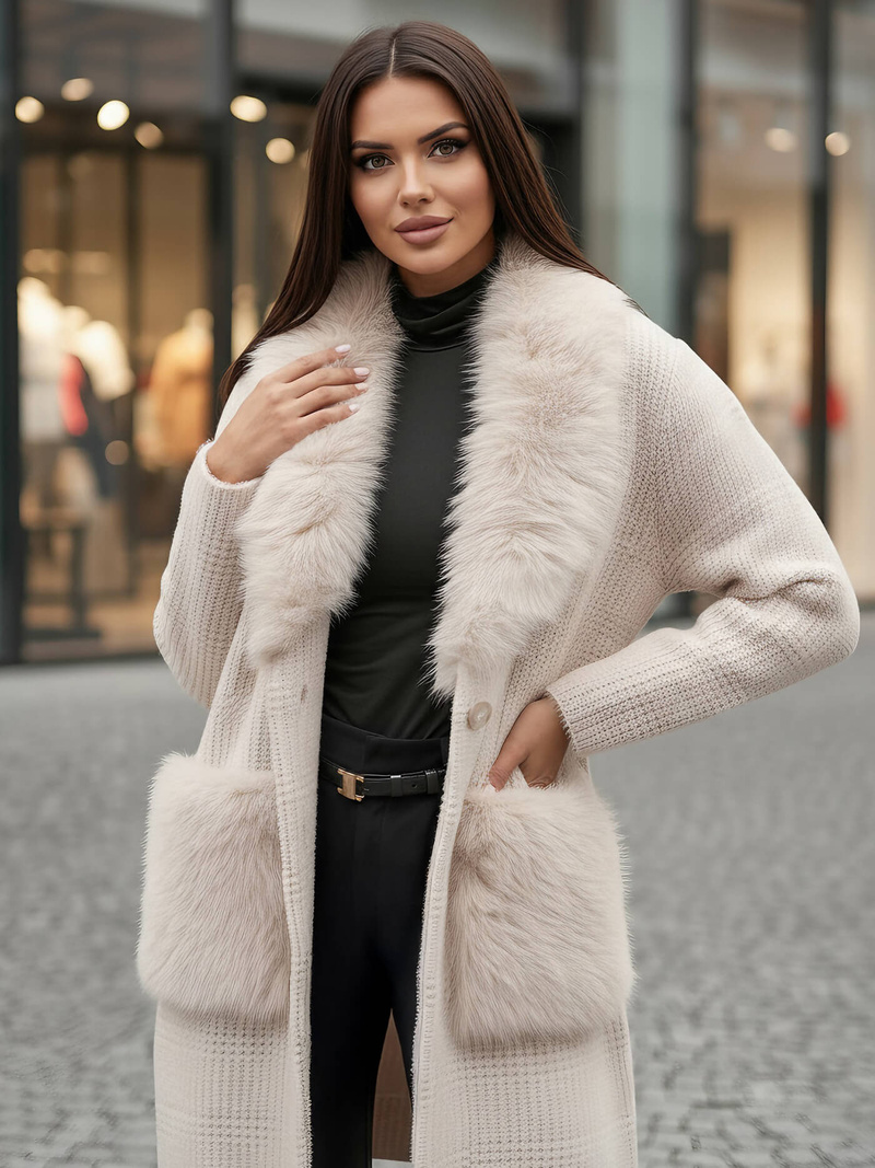 Női kabát bézs OZONEE JS/53M5200/155Z