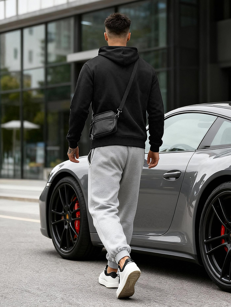 Férfi kapucnis felső fekete OZONEE JS/8B1973/3