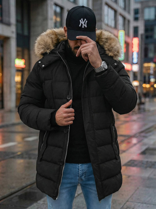 Férfi Steppelt Kabát Fekete OZONEE JS/5M3122/392Z