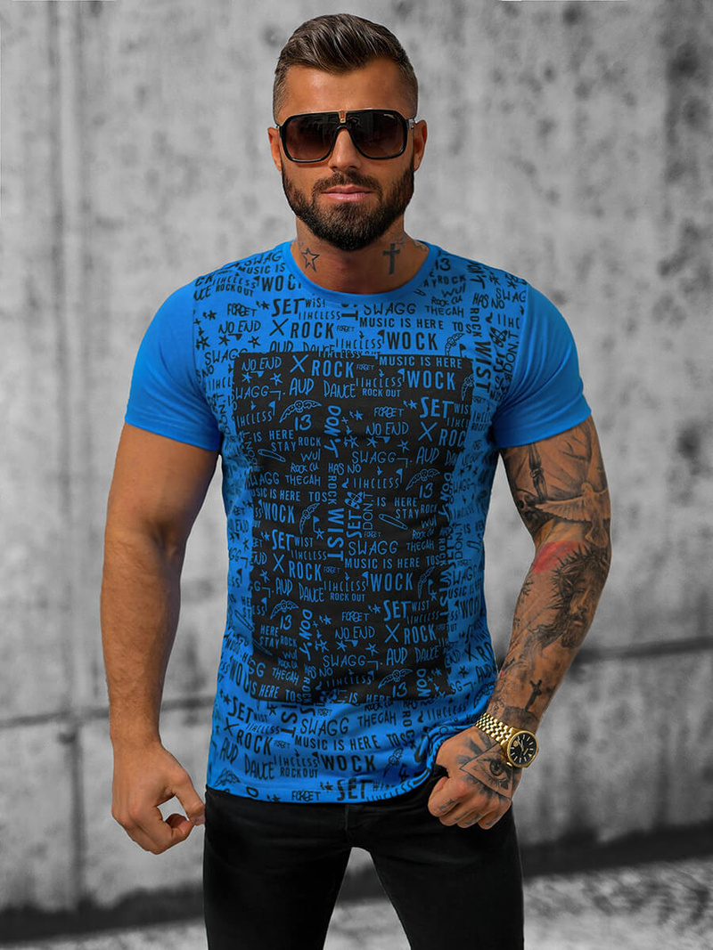 Férfi Póló Kék OZONEE O/T122/17Z