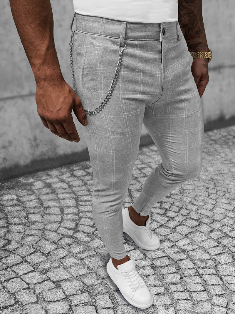 Férfi chino nadrág szürke OZONEE DJ/550176