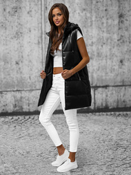 Női Hosszú Mellény Fekete OZONEE O/AY756Z