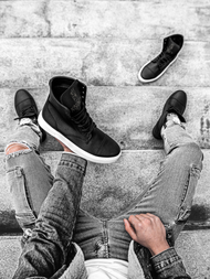 Férfi magasszárú sneakersek Fekete-fehér OZONEE KN/022
