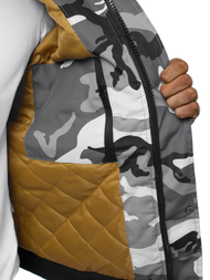 Férfi téli kabát terepmintás-szürke OZONEE JS/2019005