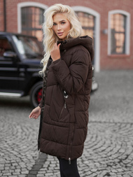 Női téli kabát csokoládé OZONEE JS/16M9302/158Z
