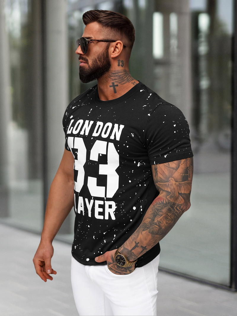 Férfi Póló Fekete OZONEE JS/8B1388/3