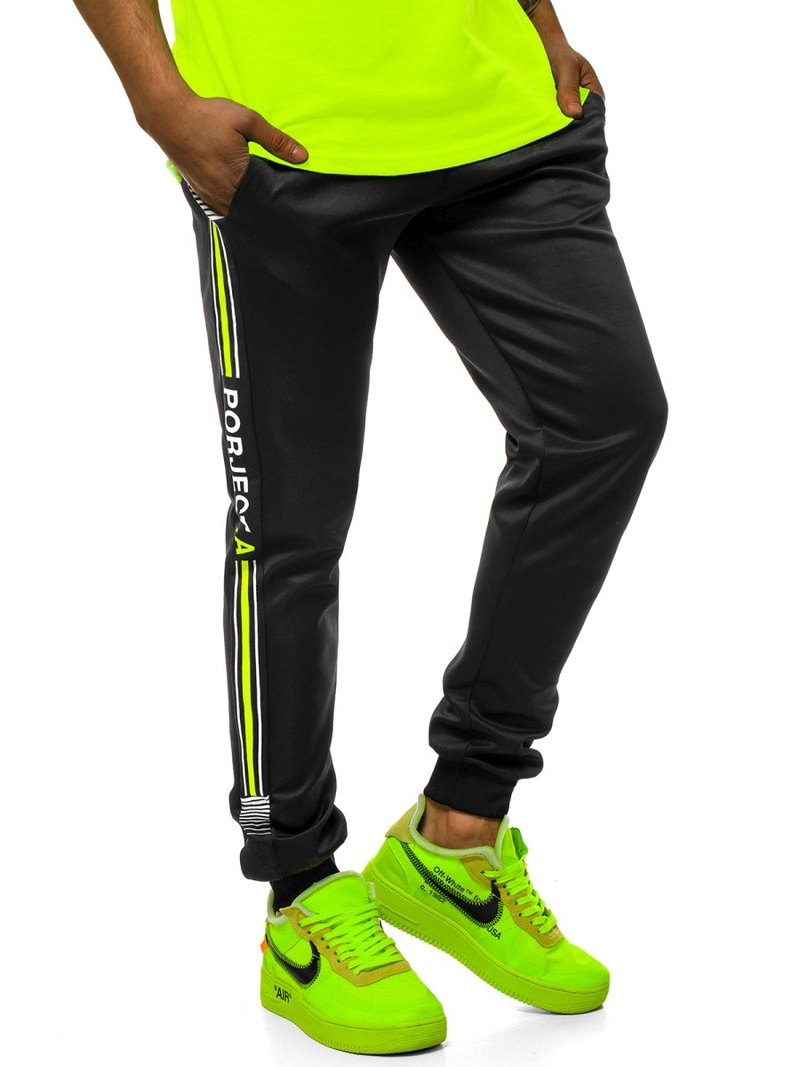 Férfi melegítő nadrág Fekete-zöld OZONEE JS/AM120