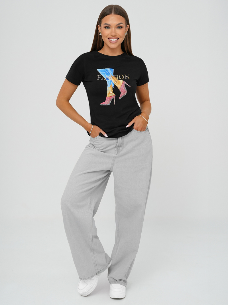 Női polo fekete OZONEE JS/96T690/3