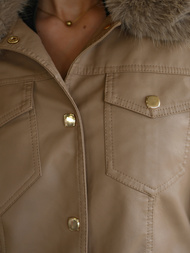 Női bőrdzseki bézs OZONEE JS/61M8513/84