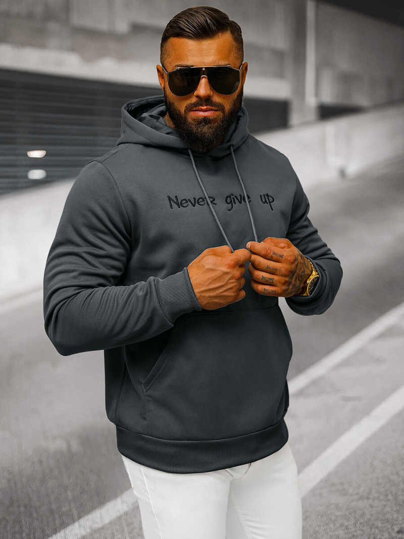 Férfi kapucnis felső grafit OZONEE JS/27B6512/5