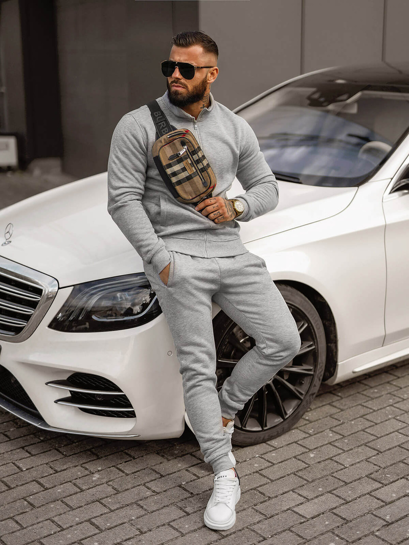 Férfi melegítő együttes szürke OZONEE JS/68C10385/2Z