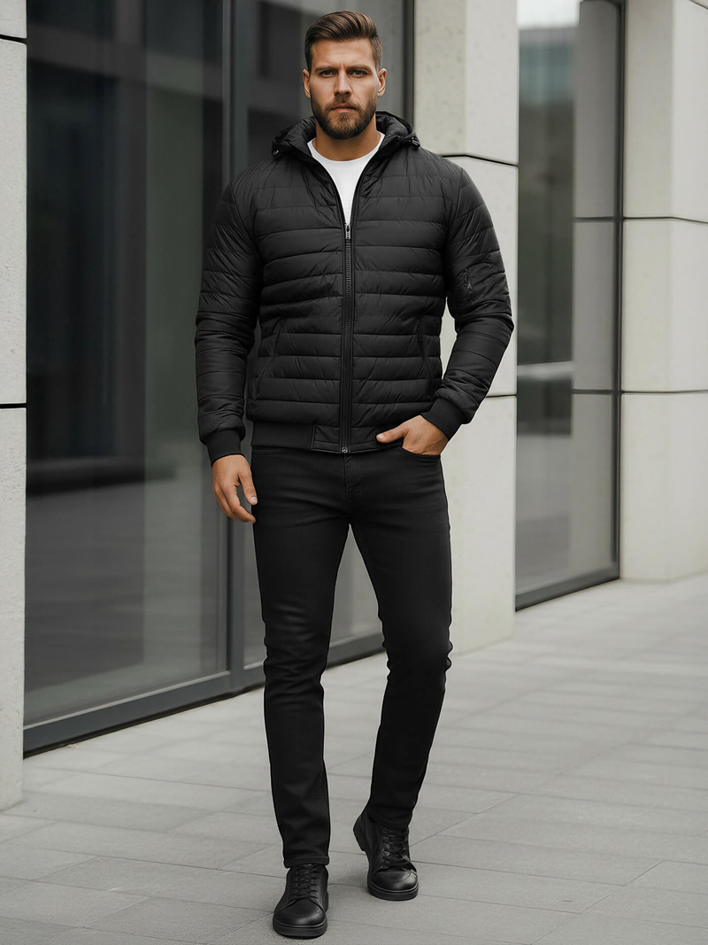 Férfi kabát fekete OZONEE JS/MY13Z