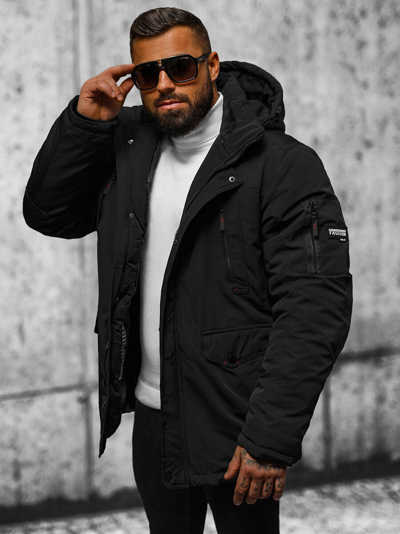 Férfi Steppelt Kabát Fekete OZONEE JS/5M718/392