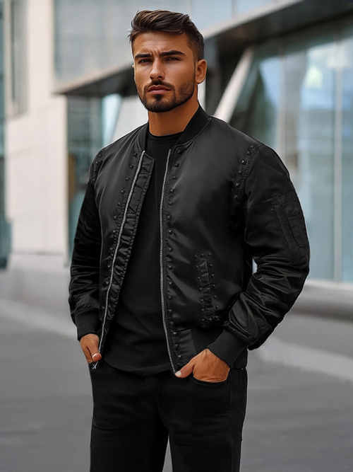 Férfi átmeneti bomber dzseki fekete OZONEE O/8905Z