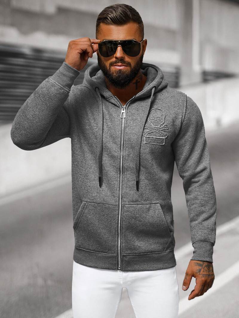 Férfi kapucnis pulóver Grafit OZONEE NB/MF2003