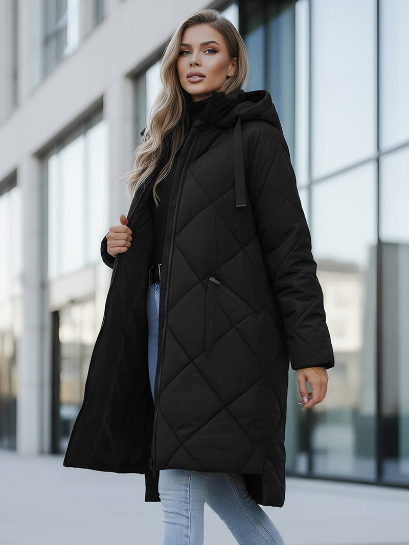 Női téli kabát fekete OZONEE JS/5M3168/392Z