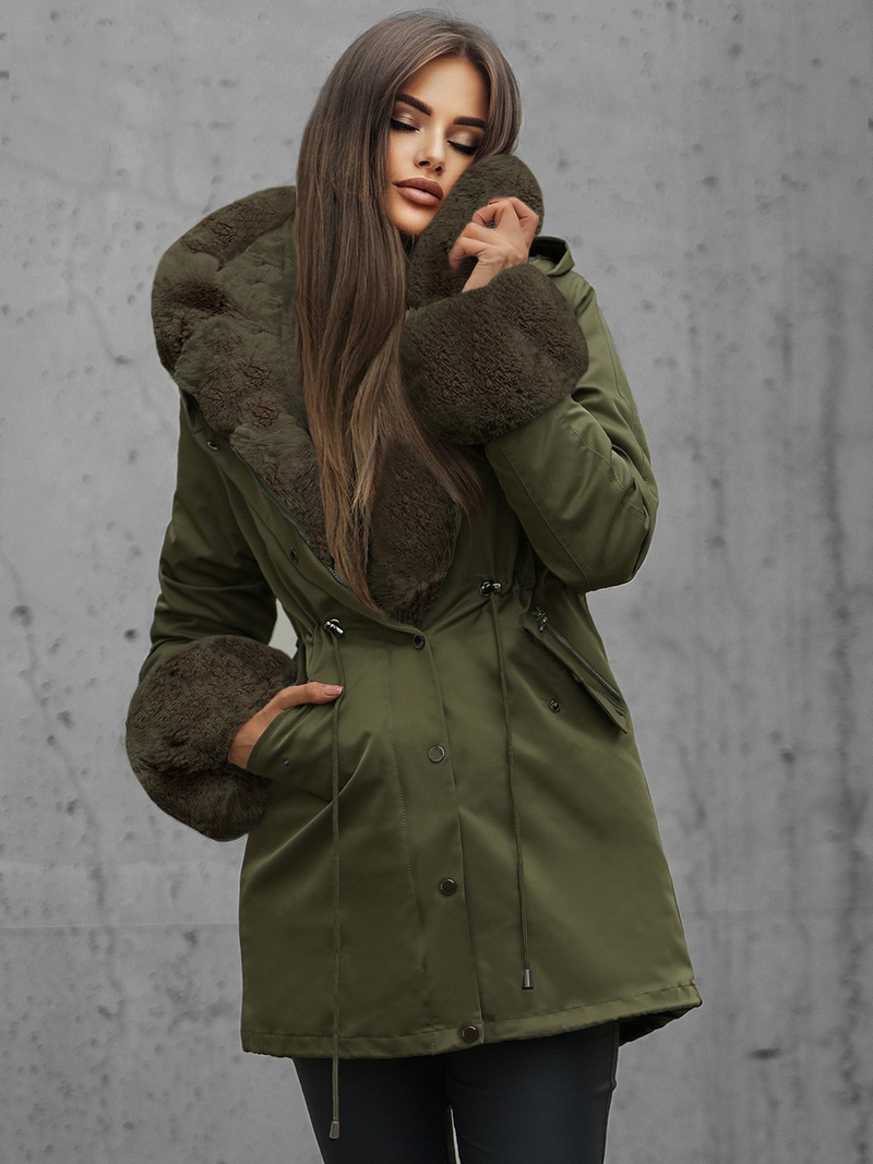 Női téli kabát Zöld OZONEE JS/16M9062/136