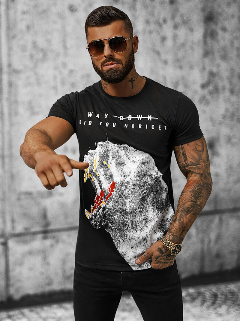 Férfi Póló Fekete OZONEE O/T127/3Z