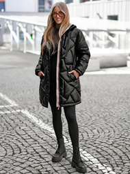 Női téli kabát fekete OZONEE JS/5M3189/392Z