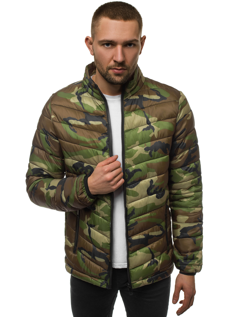 Férfi átmeneti kabát khaki-terepmintás OZONEE JS/SM80Z