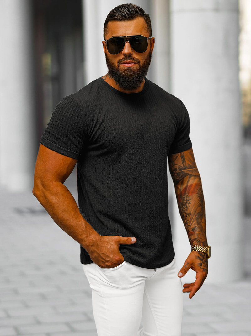 Férfi Póló Fekete OZONEE O/7766T