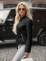 Női Bőrdzseki Fekete OZONEE JS/11Z8208