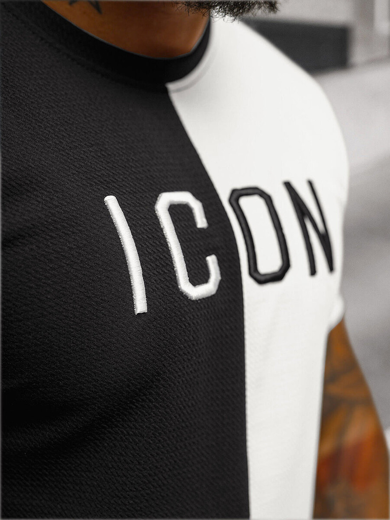 Férfi póló fekete-fehér OZONEE O/7776T