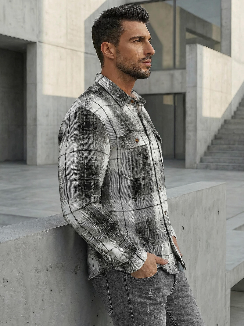 Férfi Ing fekete-fehér OZONEE NB/MC728N/4Z