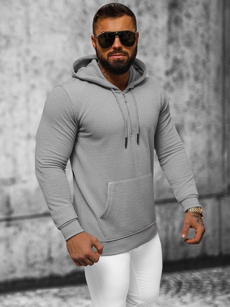 Férfi kapucnis felső szürke OZONEE O/TB2273