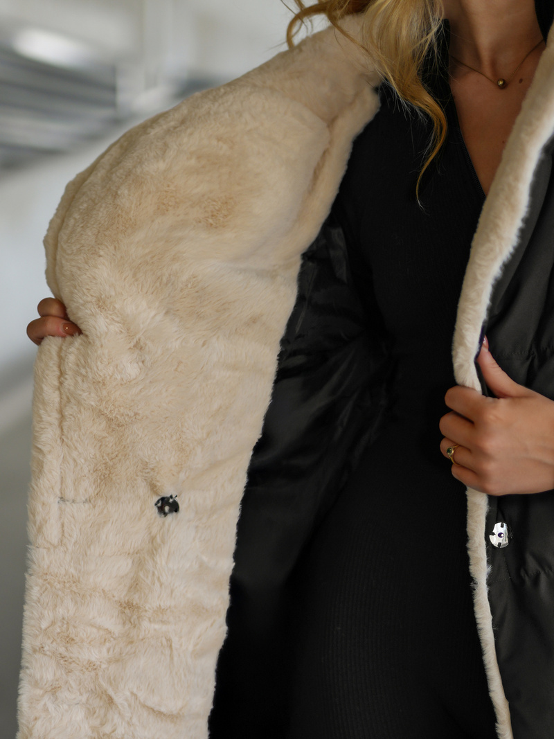 Női téli kabát fekete-fehér OZONEE JS/16M9168/392B