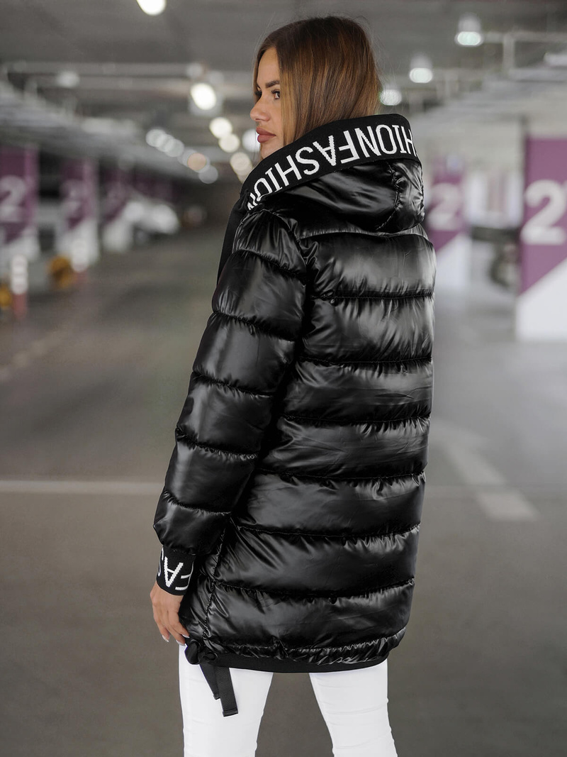 Női téli kabát fekete OZONEE JS/5M3188/392Z