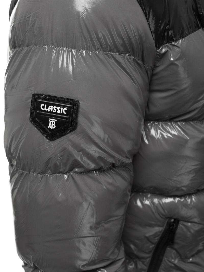 Férfi steppelt téli kabát szürke OZONEE N/6462