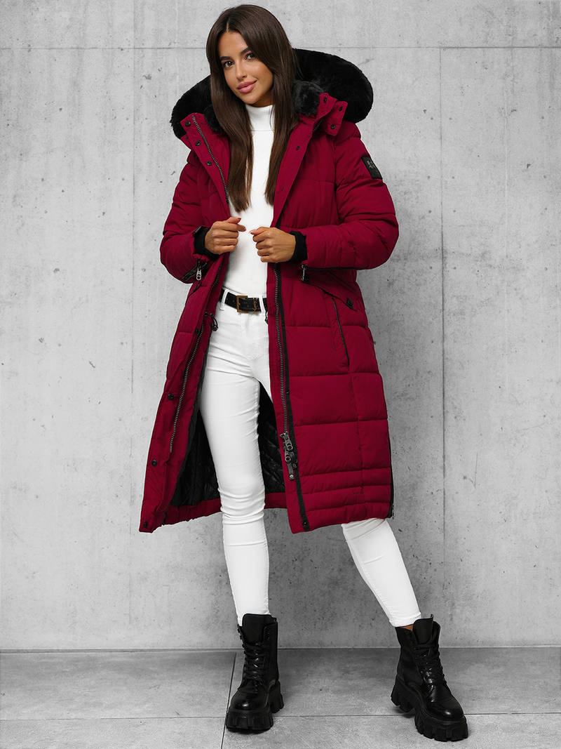 Női téli kabát bordó OZONEE O/W377