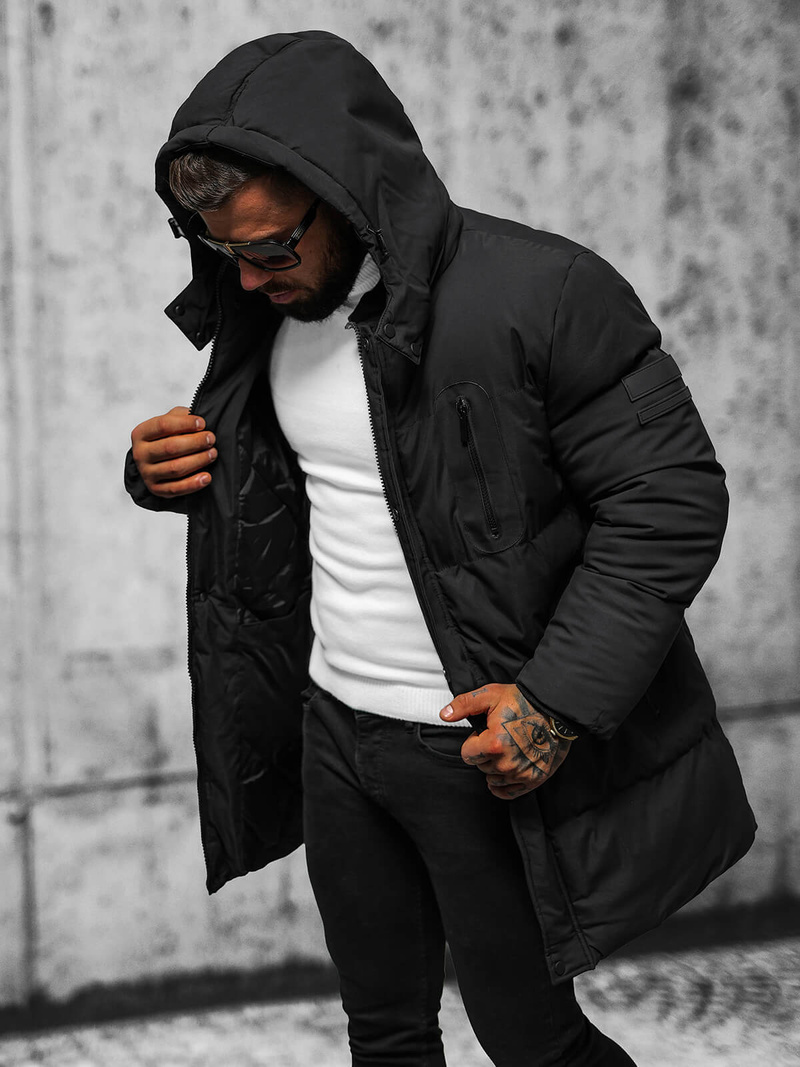 Férfi Steppelt Kabát Fekete OZONEE JS/5M3118/392