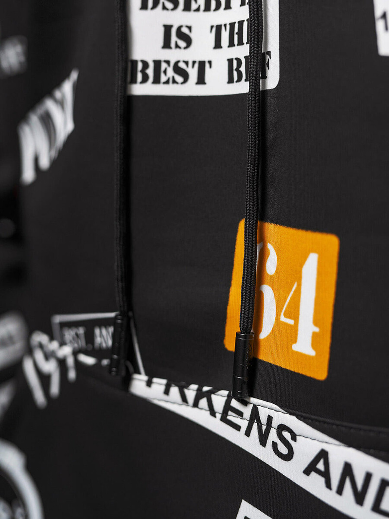 Férfi kapucnis pulóver fekete OZONEE JS/8B1250/3