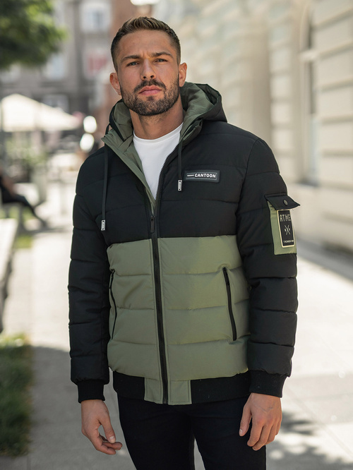 Férfi téli parka kabát fekete-zöld OZONEE JS/31M5083/136
