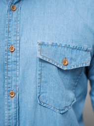 Férfi Farmer Ing Kék OZONEE O/225145