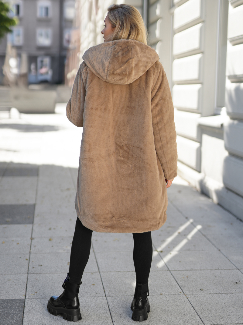 Női hosszú téli kabát fekete OZONEE JS/5M3352/392