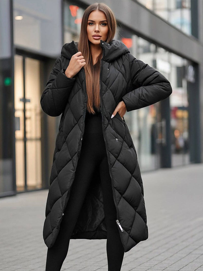 Női téli kabát fekete OZONEE JS/5M3173/392Z