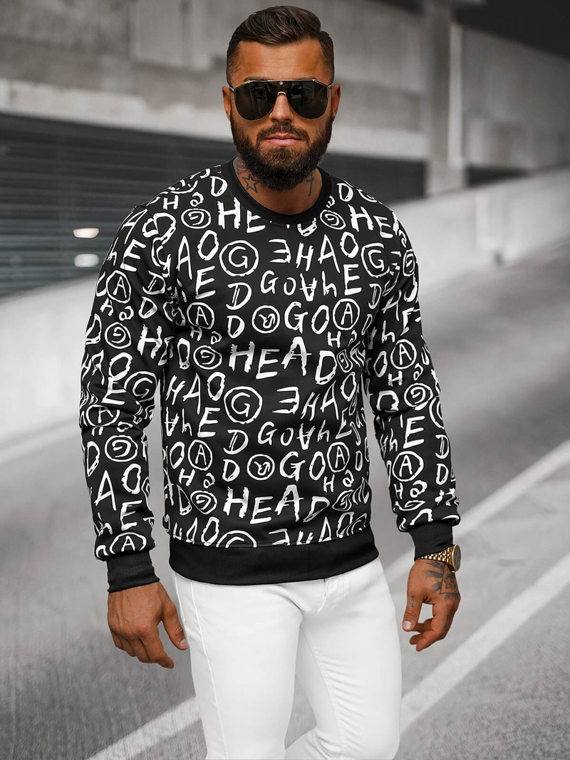 Férfi Pulóver Fekete OZONEE JS/8B1221/3