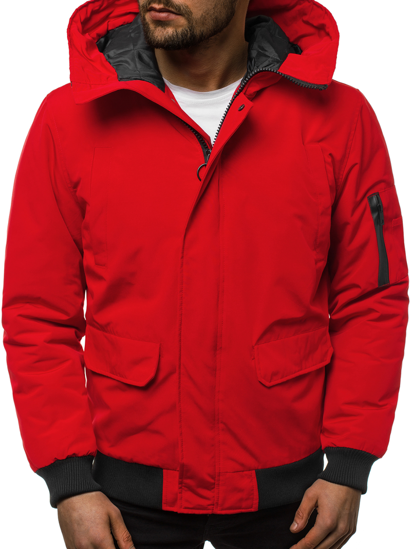 Férfi téli kabát piros OZONEE JS/2019005