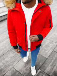 Férfi téli kabát piros OZONEE JS/M2019/275